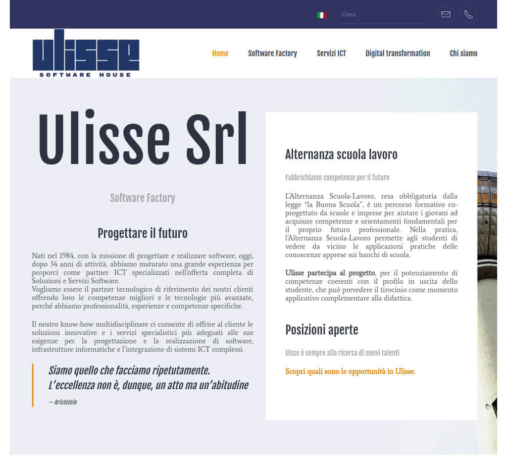 Home page del sito Ulisse